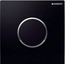 Geberit urinal flush control with electronic flush actuation, mains operation, cover plate type 10: black, bright chrome-plated