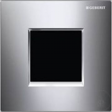 Geberit urinal flush control with electronic flush actuation, mains operation, cover plate type 30: bright chrome-plated