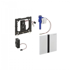 Geberit urinal flush control with electronic flush actuation, battery operation, Type 50 cover plate, square: chrome-plated, brushed