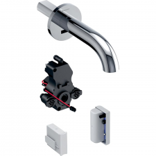Geberit washbasin tap Piave, wall-mounted, generator operation, for concealed function box: bright chrome-plated, L=22cm, Mixer=with mixer