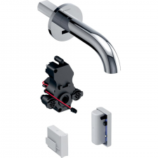 Geberit Piave washbasin tap, wall-mounted, generator operation, for concealed function box: bright chrome-plated, L=22cm, Mixer=with mixer