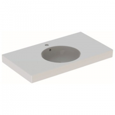 Geberit Preciosa II washbasin with shelf surface: 90x50cm, Tap hole=central, Overflow=visible, white