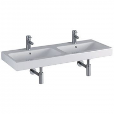 Geberit iCon double washbasin: B=120cm, T=48.5cm, Tap hole=centred, Overflow=visible, white