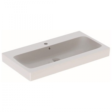 Geberit iCon lay-on washbasin: B=90cm, T=48.5cm, Tap hole=centred, Overflow=visible, white