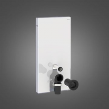 Geberit Monolith sanitary module for floor-standing WC, 101 cm, front cladding made of glass: Front cladding: white glass, Side cladding: aluminium
