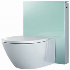 Geberit Monolith sanitary module for floor-standing WC, 101 cm, front cladding made of glass: Front cladding: mint glass, Side cladding: aluminium