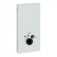 Geberit Monolith sanitary module for wall-hung WC, 101 cm, front cladding made of glass: Front cladding: white glass, Side cladding: aluminium