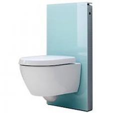 Geberit Monolith sanitary module for wall-hung WC, 101 cm, front cladding made of glass: Front cladding: mint glass, Side cladding: aluminium