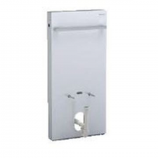 Geberit Monolith sanitary module for bidet, 101 cm, with towel rail: Front cladding: white glass, Side cladding: aluminium