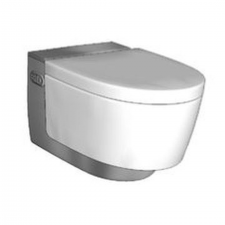 Geberit AquaClean Mera Comfort WC complete solution, wall-hung WC: WC ceramic appliance: white / KeraTect, Design cover: bright chrome-plated