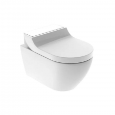 Geberit AquaClean Tuma Comfort WC complete solution, wall-hung WC: WC ceramic appliance: white / KeraTect, Design cover: white glass