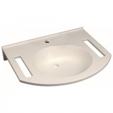 Geberit Publica washbasin, round design, with-cut-outs, barrier-free: B=60cm, T=55cm, Tap hole=centred, Overflow=without, white alpine