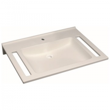Geberit Publica washbasin, square design, with cut-outs, barrier-free: B=70cm, T=55cm, Tap hole=centred, Overflow=without, white alpine