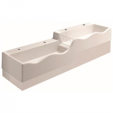 Geberit Bambini play and washspace, for four washbasin taps, lower basin on the left: 180x41.5cm, Tap hole=left and right, Overflow=without, white alpine / matt