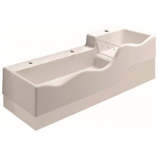 Geberit Bambini play and washspace, for three washbasin taps, lower basin on the left: B=139cm, T=41.5cm, Tap hole=centred, left and right, Overflow=without, white alpine