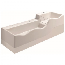 Geberit Bambini play and washspace, for three washbasin taps, lower basin on the left: 139x41.5cm, Tap hole=central, left and right, Overflow=without, white alpine / matt
