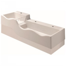 Geberit Bambini play and washspace, for three washbasin taps, lower basin on the right: B=139cm, T=41.5cm, Tap hole=centred, left and right, Overflow=without, white alpine