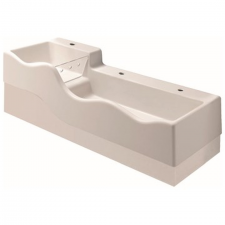 Geberit Bambini play and washspace, for three washbasin taps, lower basin on the right: 139x41.5cm, Tap hole=central, left and right, Overflow=without, white alpine / matt
