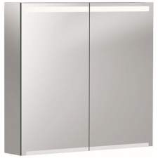Geberit Option mirror cabinet with lighting and two doors: 75x70x15cm, Body: outside mirrored, Doors: inside and outside mirrored