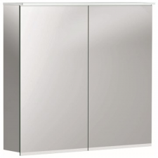 Geberit Option Plus mirror cabinet with lighting and two doors: B=75cm, H=70cm, T=17.2cm, Plug type=CEE 7/16, outside mirrored, inside and outside mirrored