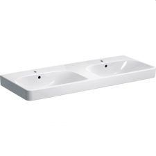Geberit Smyle Square double washbasin: 120x48cm, Tap hole=central, Overflow=visible, white