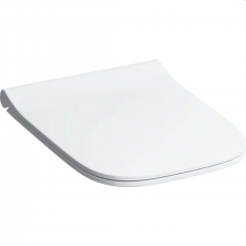 Geberit Smyle Square WC seat, slim design, sandwich shape: Soft-closing mechanism=yes, Quick-release hinges=no, Fastening=from above, white / glossy