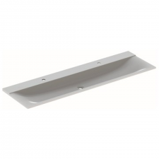 Geberit Xeno² vanity basin: 160x48cm, Tap hole=left and right, Overflow=without, white / matt