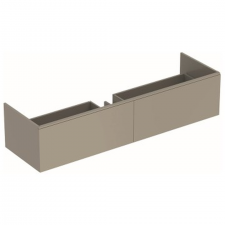 Geberit Xeno² cabinet for washbasin made of solid surface material, with two drawers: Washbasin width=160cm, H=35cm, greige, matt coated