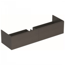 Geberit XenoÂ² cabinet for washbasin made of solid surface material, with two drawers: B=159.5cm, H=35cm, T=47.3cm, scultura grey / wood-textured melamine