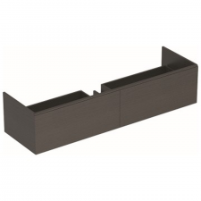 Geberit Xeno² cabinet for washbasin made of solid surface material, with two drawers: Washbasin width=160cm, H=35cm, scultura grey, wood-textured melamine
