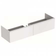 Geberit XenoÂ² cabinet for washbasin made of solid surface material, with two drawers: B=139.5cm, H=35cm, T=47.3cm, white / matt coated