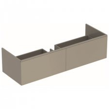 Geberit XenoÂ² cabinet for washbasin made of solid surface material, with two drawers: B=139.5cm, H=35cm, T=47.3cm, greige / matt coated