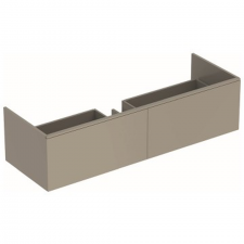 Geberit Xeno² cabinet for washbasin made of solid surface material, with two drawers: Washbasin width=140cm, H=35cm, greige, matt coated