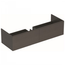 Geberit Xeno² cabinet for washbasin made of solid surface material, with two drawers: Washbasin width=140cm, H=35cm, scultura grey, wood-textured melamine