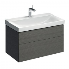 Geberit Xeno² cabinet for washbasin, with two drawers: Washbasin width=90cm, H=53cm, scultura grey / wood-textured melamine