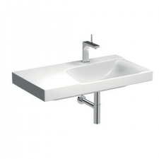 Geberit Xeno² washbasin with shelf surface: 90x48cm, Tap hole=central, Overflow=without, Shelf space=left, white / KeraTect