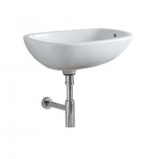 Geberit Citterio lay-on washbasin with waste outlet: B=56cm, T=40cm, Tap hole=without, Overflow=visible, white / KeraTect