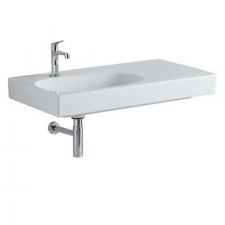 Geberit Citterio washbasin with shelf surface: B=90cm, T=50cm, Tap hole=left, Overflow=without, Shelf space=right, white / KeraTect