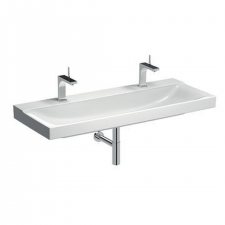 Geberit Xeno² washbasin: 120x48cm, Tap hole=left and right, Overflow=without, white / KeraTect