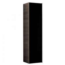 Geberit Citterio tall cabinet with one door: B=40cm, H=160cm, T=37.1cm, black / shiny glass, oak grey-brown / wood-textured melamine