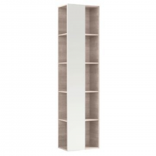 Geberit Citterio shelf unit with mirror: B=40cm, H=160cm, T=25cm, oak beige / wood-textured melamine