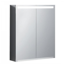 Geberit Option mirror cabinet with lighting and two doors: 60x70x15cm, Body: outside mirrored, Doors: inside and outside mirrored