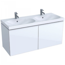 Geberit Acanto cabinet for double washbasin, with two drawers and trap: 119x53.5x47.6cm, white