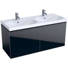 Geberit Acanto cabinet for double washbasin, with two drawers and trap: 119x53.5x47.6cm, black