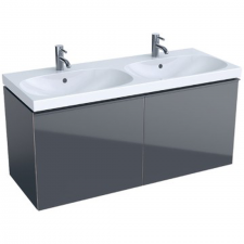 Geberit Acanto cabinet for double washbasin, with two drawers and trap: 119x53.5x47.6cm, lava