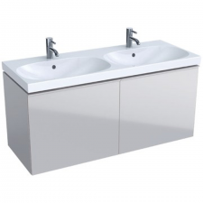 Geberit Acanto cabinet for double washbasin, with two drawers and trap: 119x53.5x47.6cm, sand grey