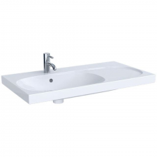 Geberit Acanto washbasin with right shelf surface: 90x48cm, Tap hole=central, Overflow=visible, Shelf space=right, white