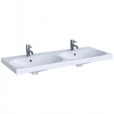 Geberit Acanto double washbasin: 120x48cm, Tap hole=central, Overflow=visible, white