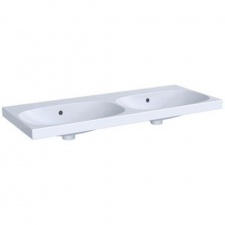 Geberit Acanto double washbasin: 120x48cm, Tap hole=without, Overflow=visible, white