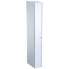 Geberit Acanto tall cabinet with two cargos: B=22cm, H=173cm, T=47.6cm, white / high-gloss coated, white / shiny glass